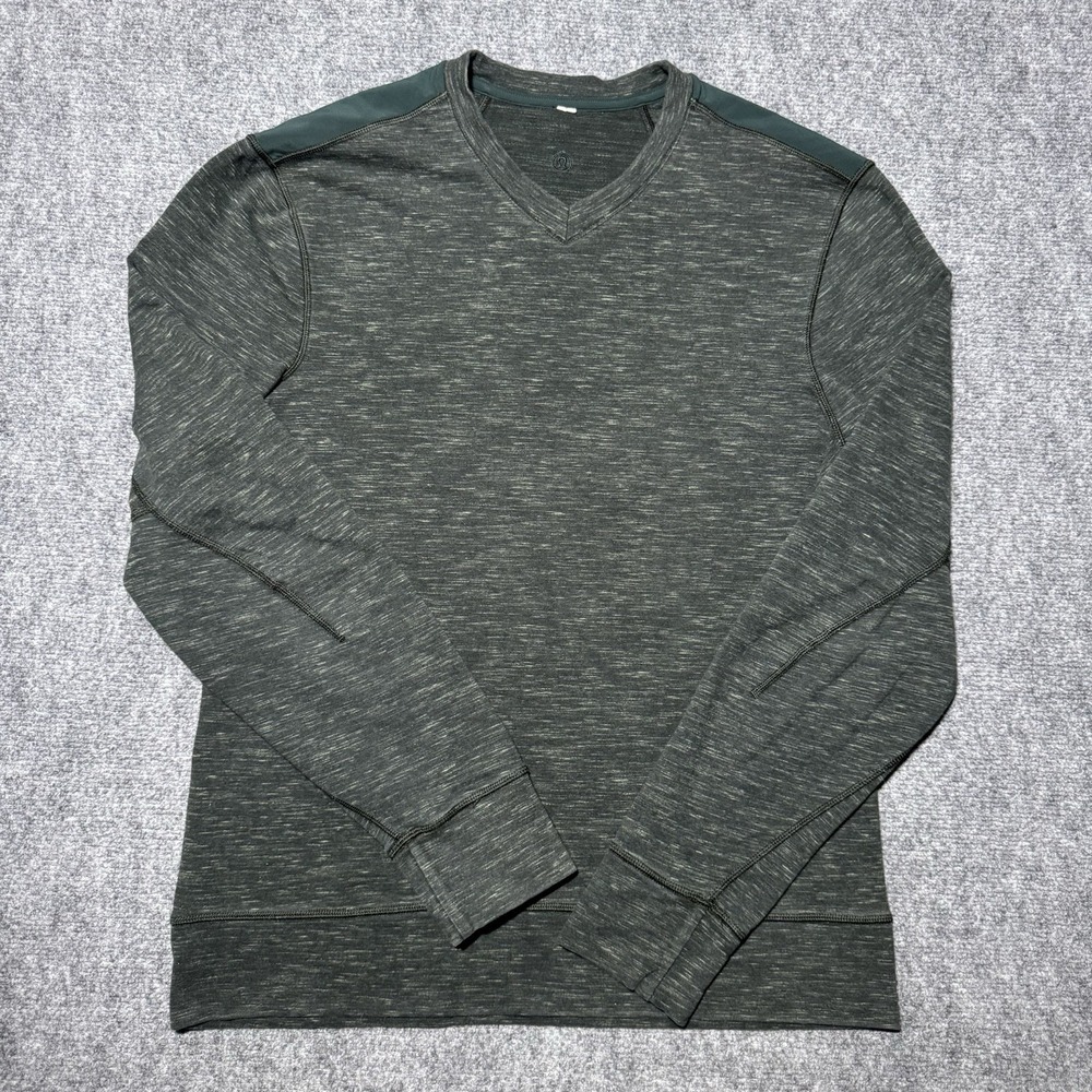 Lululemon Textured Knit Crewneck Sweater Heathered Green Men Large Lounge Comfy